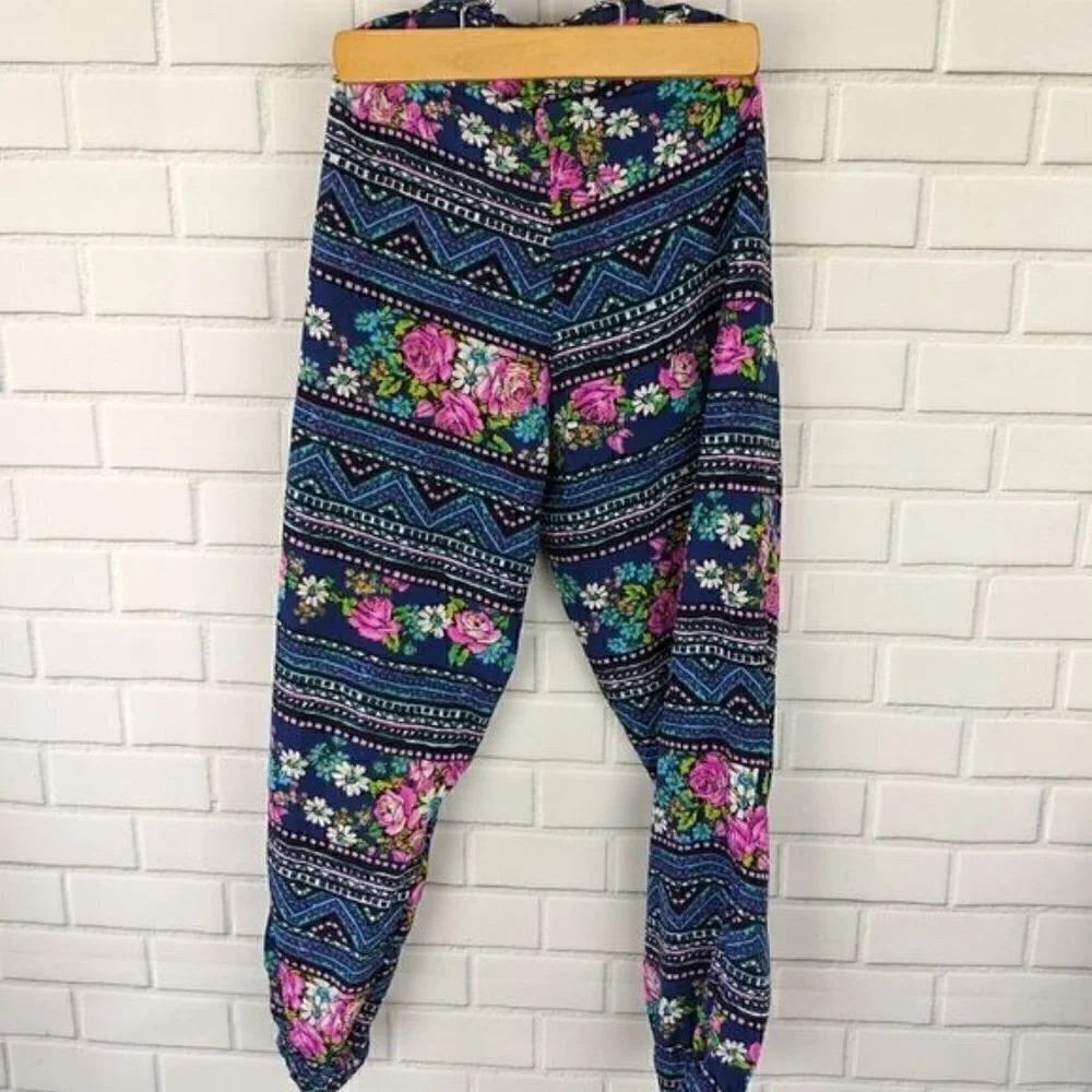 Tween Scene Blue and Pink Floral/Tribal Joggers 5/6 Girls‎